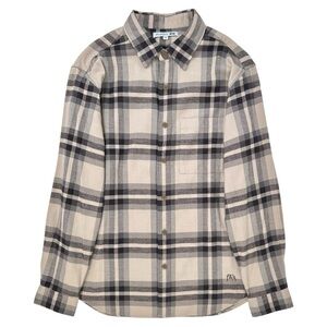 JW Anderson x Uniqlo Gray Brown Plaid Button Up Flannel Shirt sz M